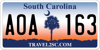 SC license plate AOA163