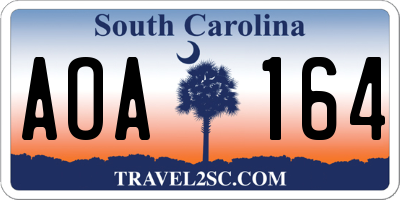 SC license plate AOA164