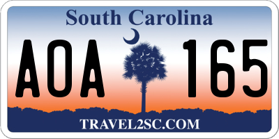 SC license plate AOA165