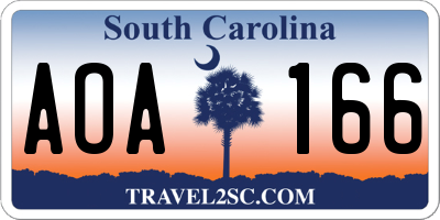 SC license plate AOA166