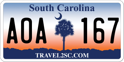 SC license plate AOA167