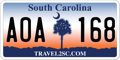 SC license plate AOA168