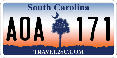 SC license plate AOA171