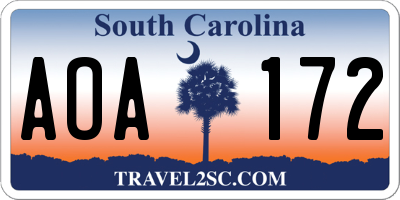 SC license plate AOA172
