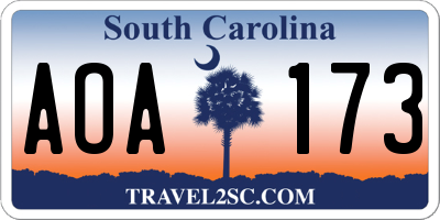 SC license plate AOA173