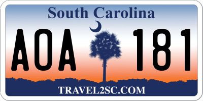 SC license plate AOA181