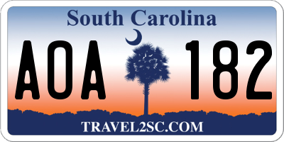 SC license plate AOA182