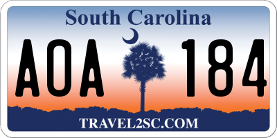 SC license plate AOA184