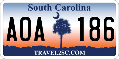 SC license plate AOA186