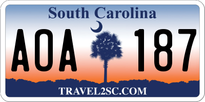 SC license plate AOA187