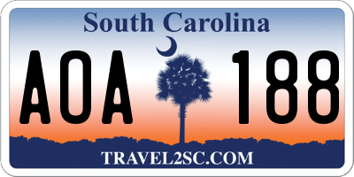 SC license plate AOA188
