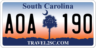 SC license plate AOA190