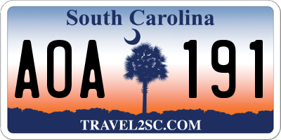 SC license plate AOA191