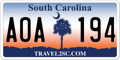 SC license plate AOA194