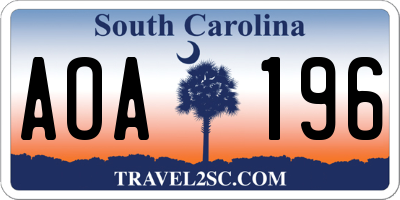 SC license plate AOA196