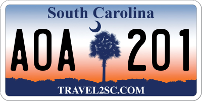 SC license plate AOA201