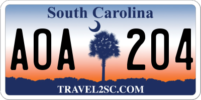 SC license plate AOA204