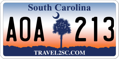SC license plate AOA213