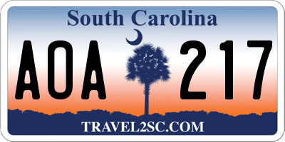 SC license plate AOA217