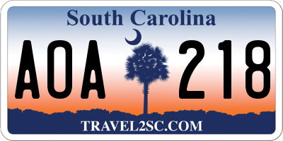 SC license plate AOA218