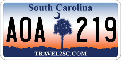SC license plate AOA219