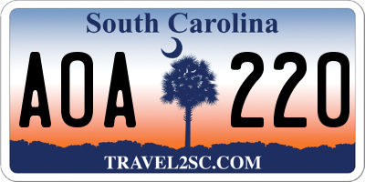 SC license plate AOA220