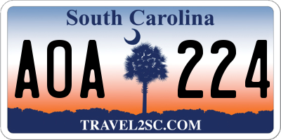 SC license plate AOA224