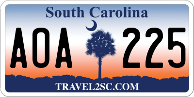 SC license plate AOA225