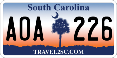 SC license plate AOA226