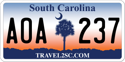 SC license plate AOA237