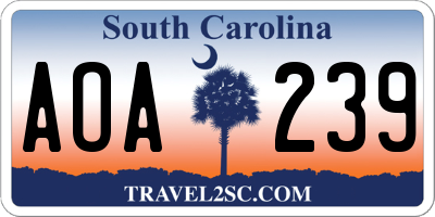 SC license plate AOA239