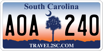 SC license plate AOA240