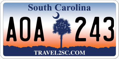 SC license plate AOA243