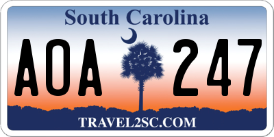 SC license plate AOA247