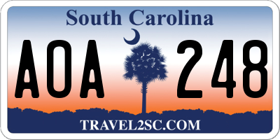 SC license plate AOA248