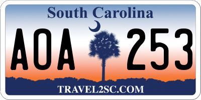 SC license plate AOA253