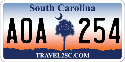 SC license plate AOA254