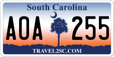 SC license plate AOA255