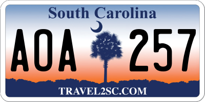 SC license plate AOA257