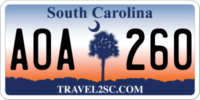 SC license plate AOA260