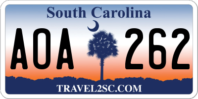 SC license plate AOA262