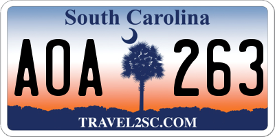 SC license plate AOA263