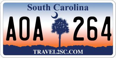SC license plate AOA264