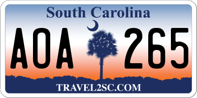 SC license plate AOA265