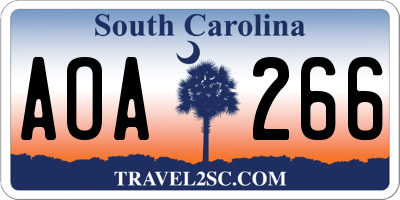SC license plate AOA266
