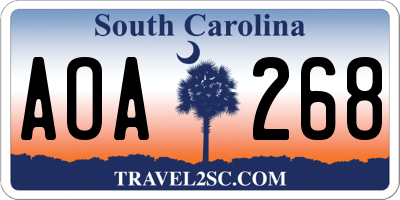 SC license plate AOA268