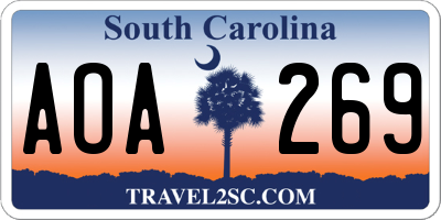 SC license plate AOA269