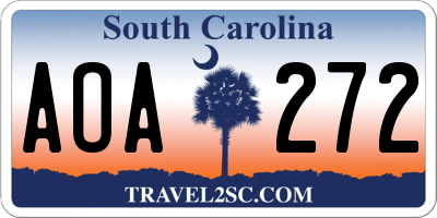 SC license plate AOA272