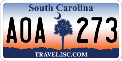 SC license plate AOA273