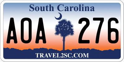 SC license plate AOA276